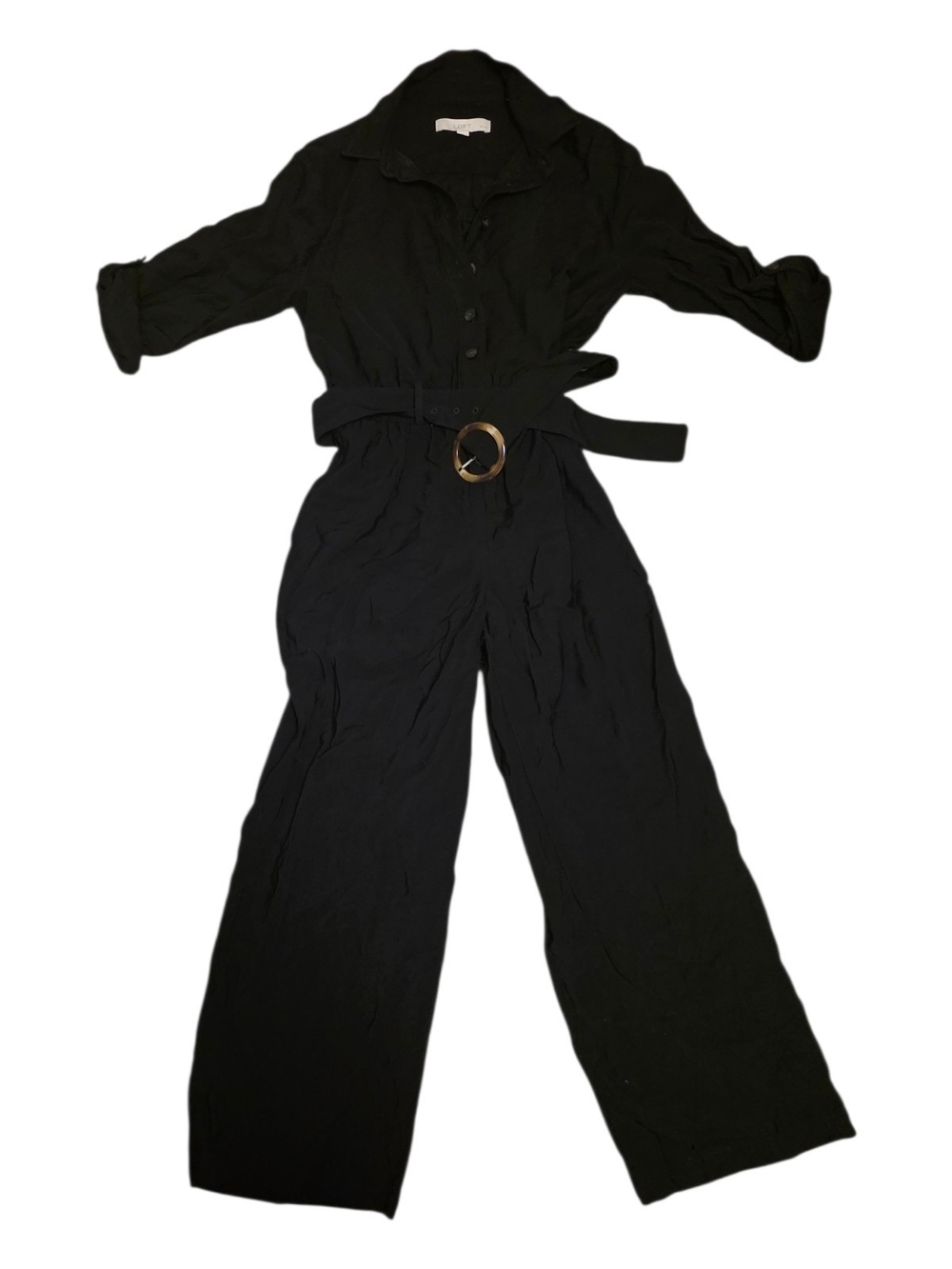 LOFT Petites Black Belted Utility Chic Jumpsuit - 8P
